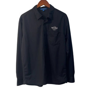 Port Authority Mens Med Black Long Sleeve Button Down Shirt Polyester-Hard Rock